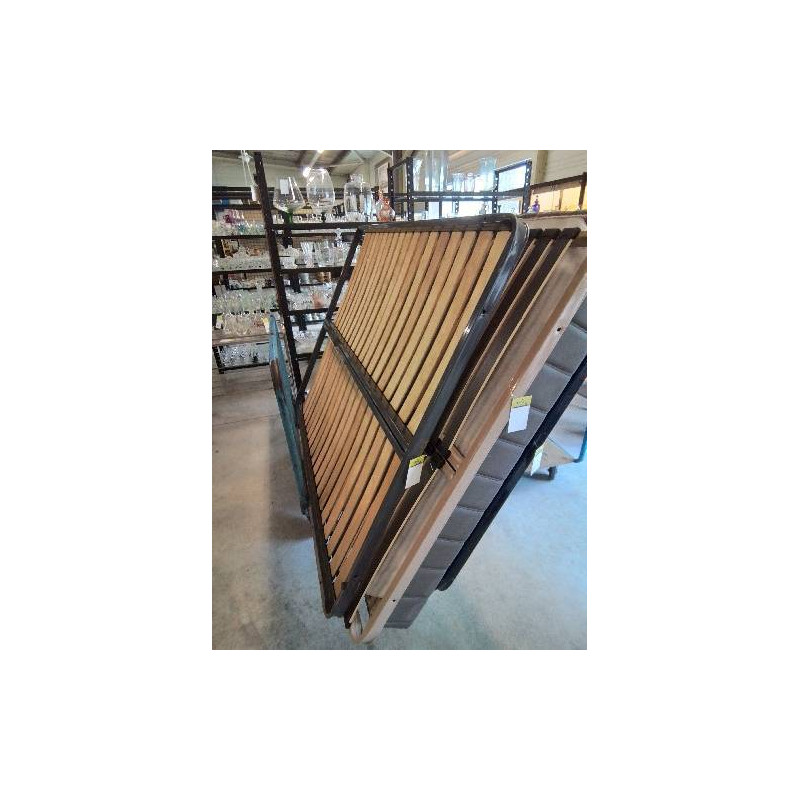 SOMMIER CADRE MÉTAL GRIS A LATTES 140X190CM 