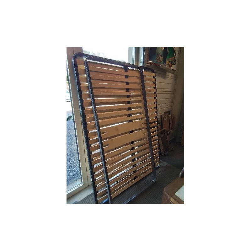 SOMMIER CADRE MÉTAL GRIS A LATTES 90X190CM