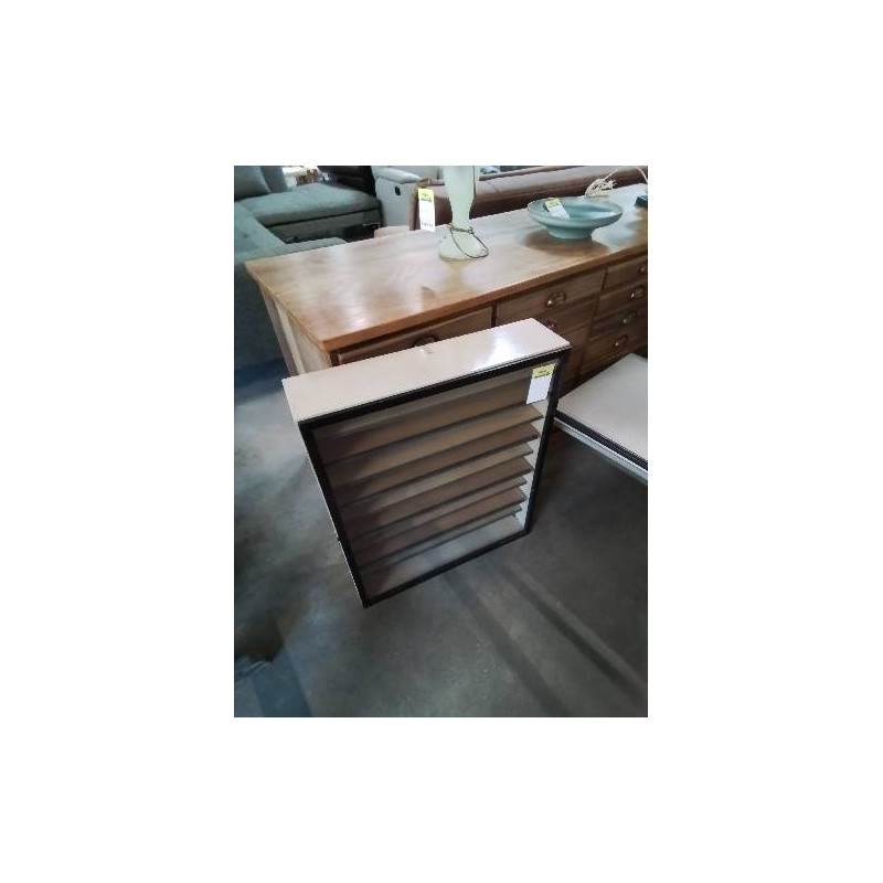 VITRINE MURAL BOIS ECRU ET NOIR