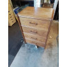 COMMODE BOIS CLAIR 4 TIROIRS POIGNÉES MÉTAL ANNÉES 50