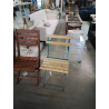 CHAISE DE JARDIN PLIANTE  PIÈTEMENT MÉTAL VERT ASSISE ET DOSSIER LATTES BOIS CLAIR 