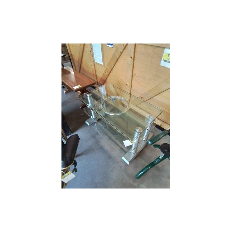 TABLE BASSE RECTANGULAIRE 3 PLATEAUX VERRE DESSUS PIVOTANT SPECTRAL 
