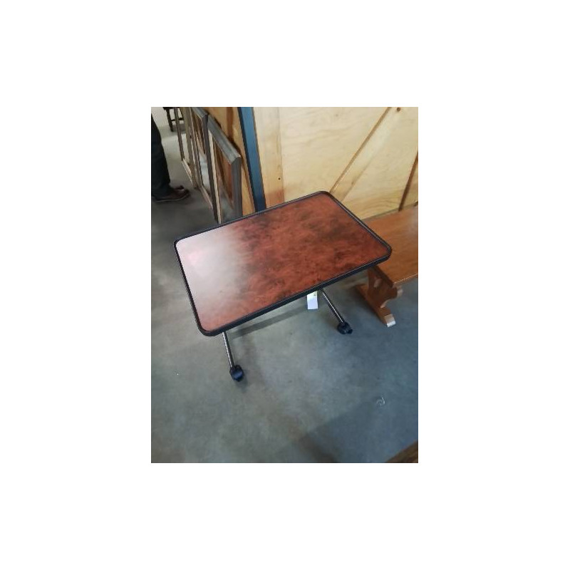 TABLE DE LIT RÉGLABLE MÉTAL NOIR ET BOIS MARRON 