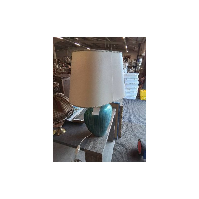 LAMPE BALUSTRE CÉRAMIQUE BLEU AJ ECRU 