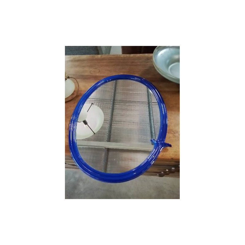 MIROIR OVALE MÉTAL BLEU