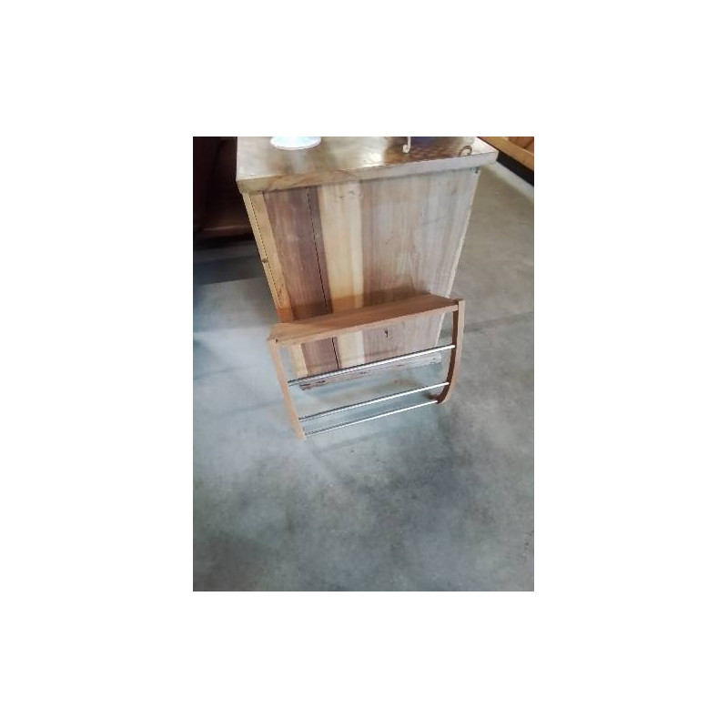 SÈCHE SERVIETTE MURAL MÉTAL CHROMÉ ET BOIS 