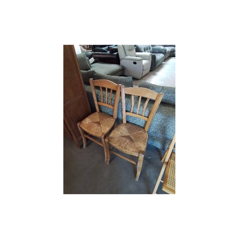 PAIRE DE CHAISES BOIS’PAILLÉ DOSSIER 3 BARREAUX VERTICAUX 