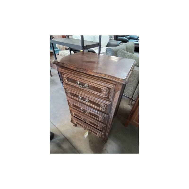 CHIFFONNIER BOIS MOULURÉ ET CHANTOURNÉ 5 TIROIRS STYLE RÉGENCE 