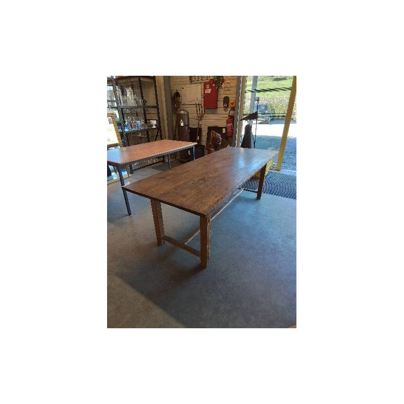 TABLE DE FERME RECTANGULAIRE A ENTRETOISE 1 TIROIR DÉBUT XXE 206X82,5X70CM