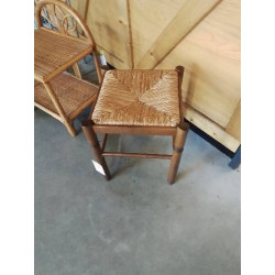 TABOURET CARRÉ BOIS PAILLÉ 