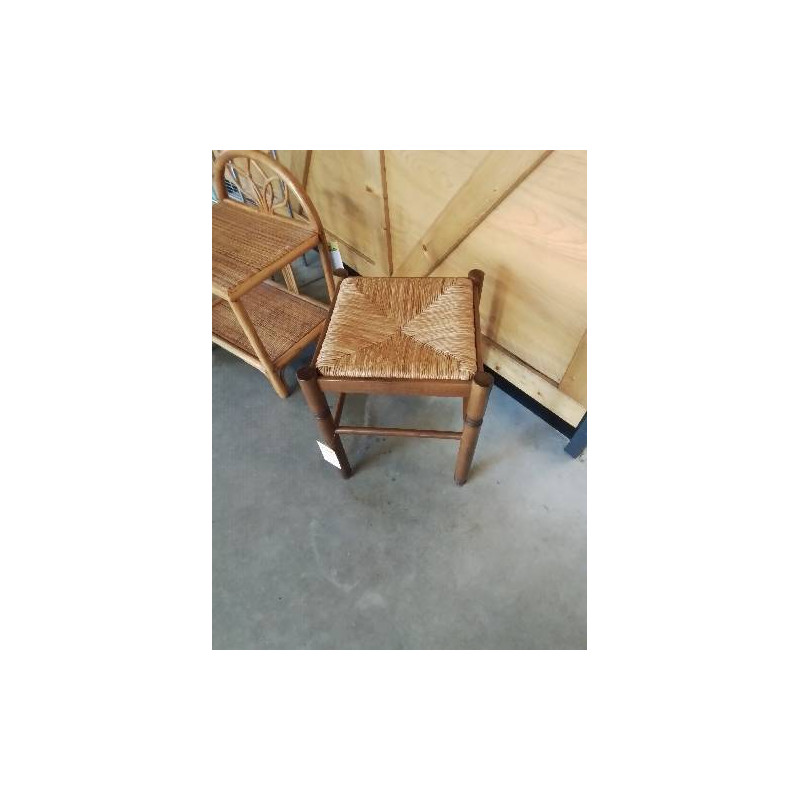 TABOURET CARRÉ BOIS PAILLÉ 