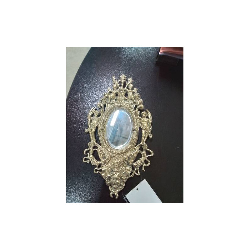 MIROIR BRONZE AUX ANGELOTS ET MASCARONS FIN XIXE 
