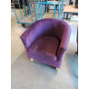 FAUTEUIL CLUB TISSU MAUVE PIEDS BOIS CLAIR 