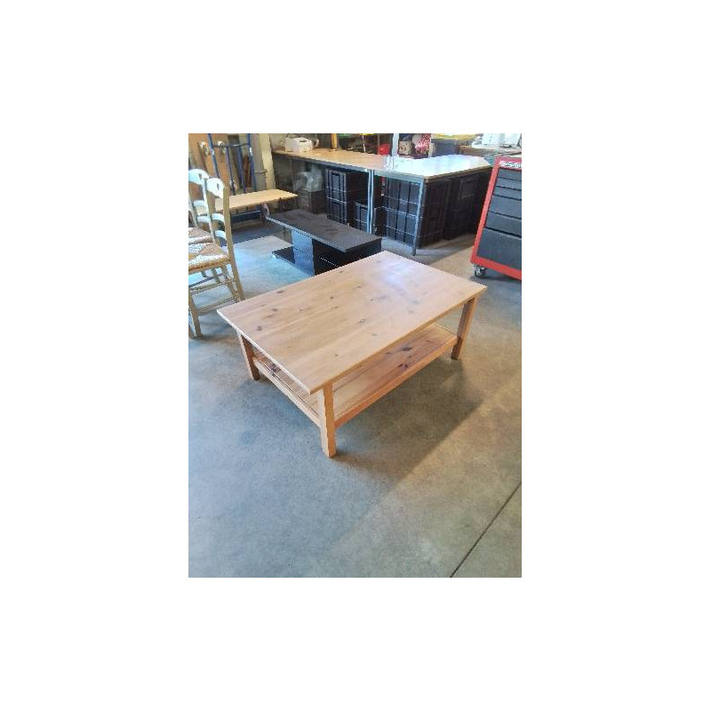 TABLE BASSE RECTANGULAIRE 2 NIVEAUX PIN 