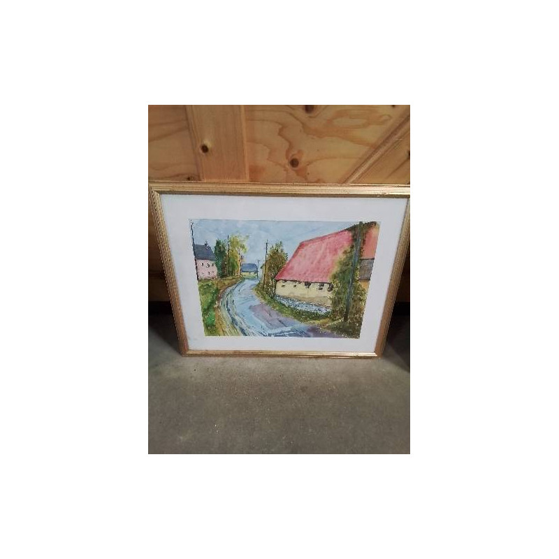 AQUARELLE RUE VILLAGEOISE