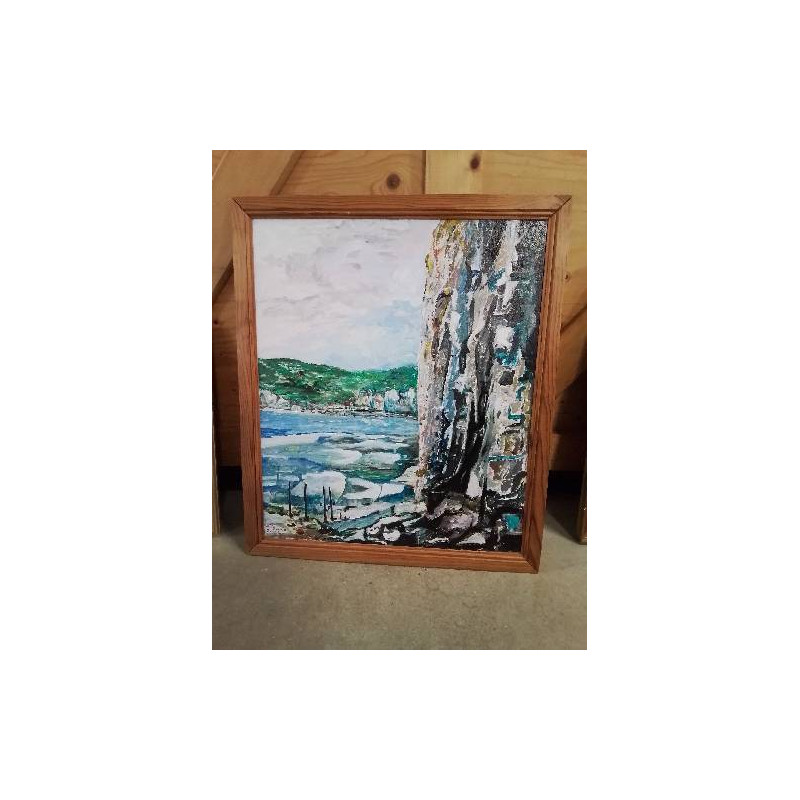 HUILE SUR PANNEAU FALAISE 