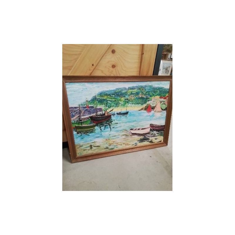 HUILE SUR PANNEAU BARQUES 