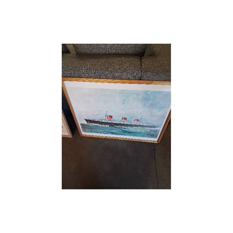 GRAVURE PAQUEBOT THE GIANT FRENSH LINE NORMANDIE ALBERT SEBILLE PEINTRE DE LA MARINE (1874-1953)