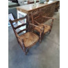 FAUTEUIL DE CHEMINÉE BAS BOIS PAILLÉ DOSSIER 3 BARREAUX 