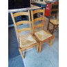 PAIRE DE CHAISE BOIS CLAIR PAILLÉ A ENTRETOISE DOSSIER 3 BARREAUX 