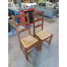 PAIRE DE CHAISES A ENTRETOISE BOIS PAILLÉ DOSSIER 3 BARREAUX CHANTOURNÉ 