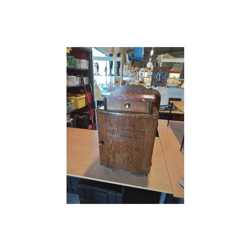 CHEVET ART DÉCO 1 PORTE 1 TIROIR DESSUS MARBRE ROUGE