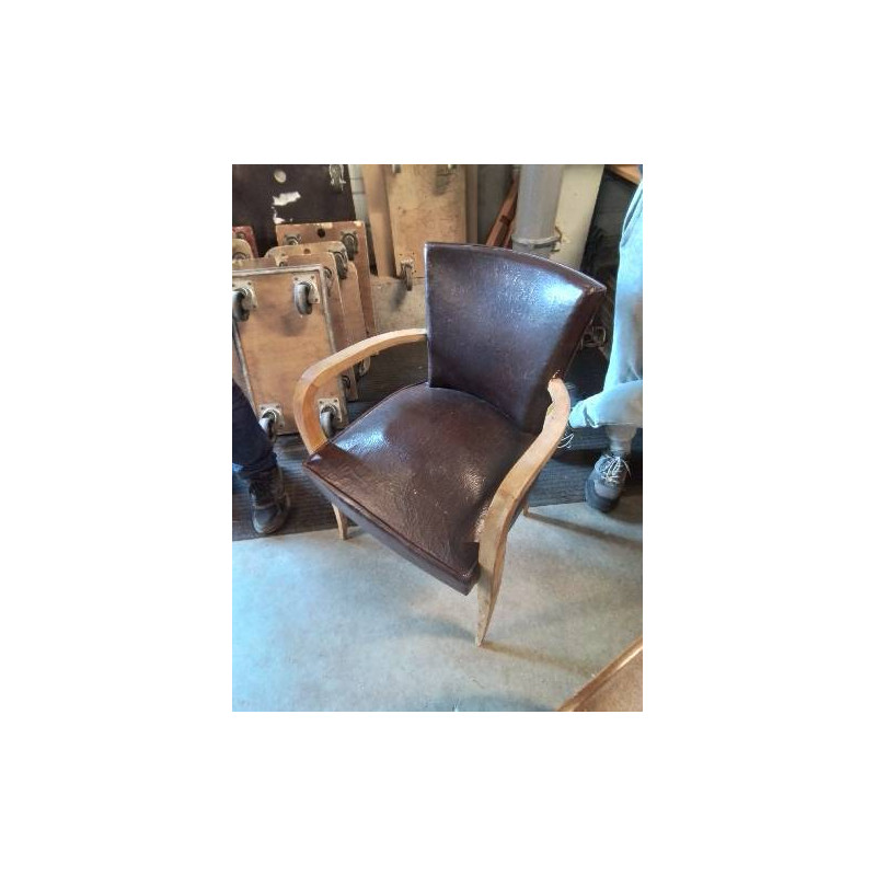 BRIDGE BOIS CAPITONNÉ SKAI BORDEAUX ANNÉES 50 EN L\'ÉTAT 