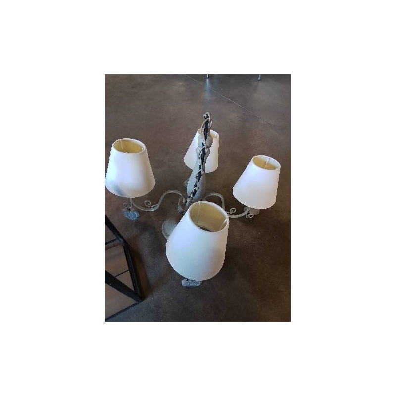 SUSPENSION CAMILLE MÉTAL TAUPE AJ BLANC 4 FEUX 