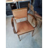 BRIDGE BOIS ASSISE ET DOSSIER CAPITONNÉ TISSU MARRON ANNÉES 40