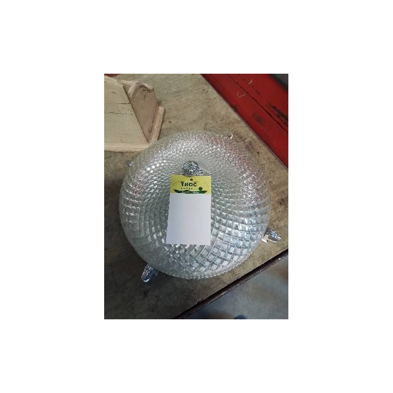 PLAFONNIER MÉTAL ET VERRE TAILLÉ 