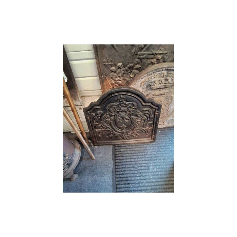 PLAQUE DE CHEMINÉE A LA COURONNE FONTE 59X56CM