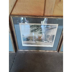 GRAVURE CHASSEURS SORTANT...