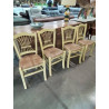 4 CHAISES BOIS JAUNE ASSISE PAILLÉ DOSSIER LYRE