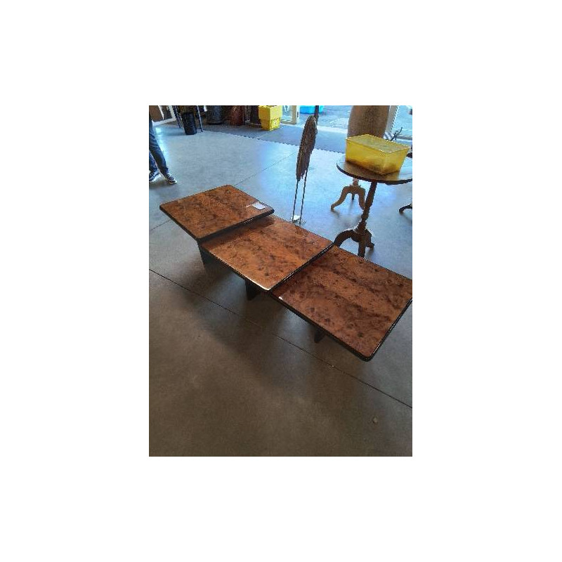 3 TABLES BASSES GIGOGNES BOIS NOIR ET MARRON ANNÉES 80