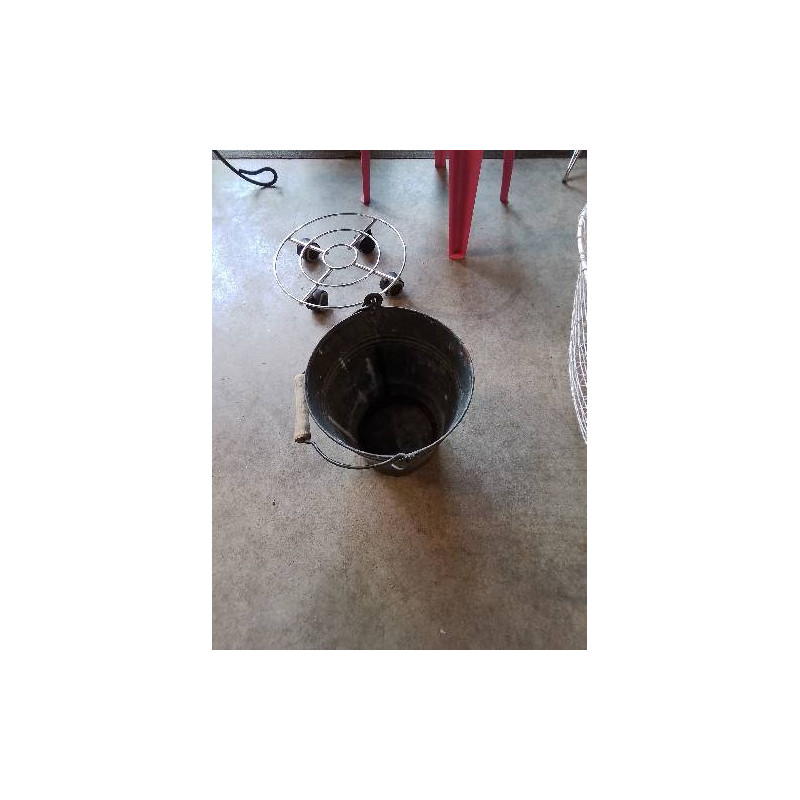 SEAU MÉTAL ANSE BOIS