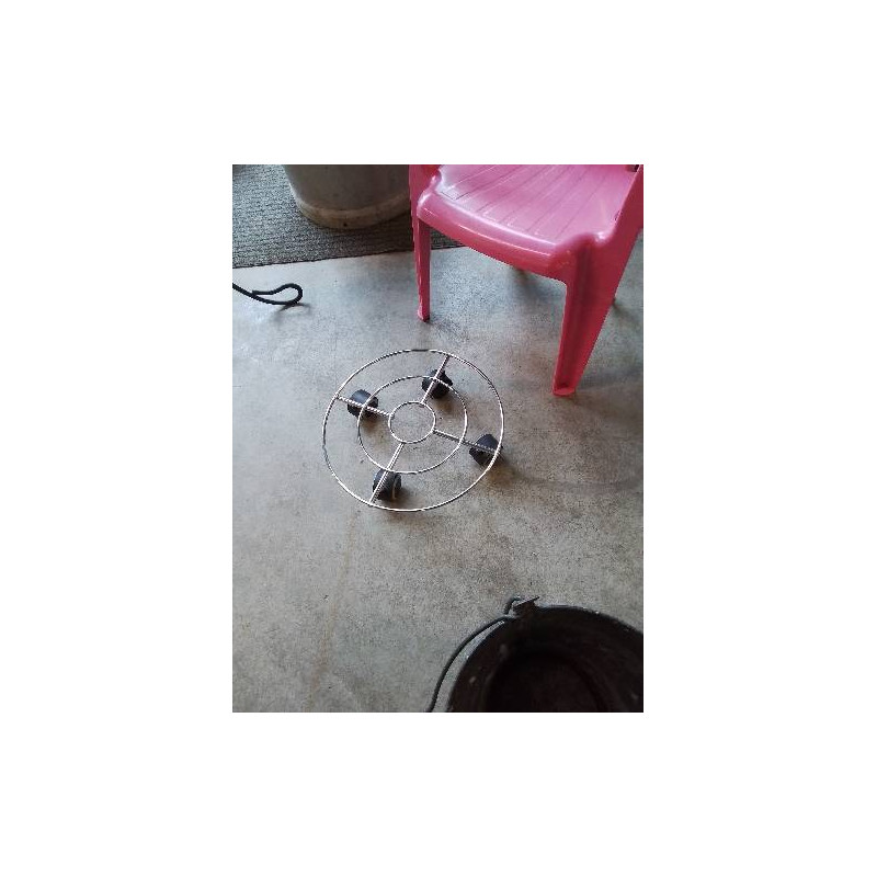 PORTE PLANTE A ROULETTES MÉTAL CHROMÉ 