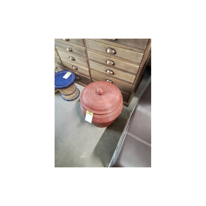 PANIERE RONDE VANNERIE PEINT ROUGE 