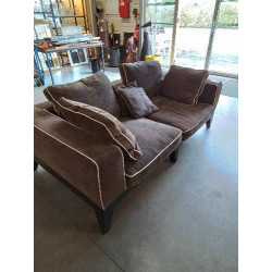 SOFA BOIS ET TISSU CHOCOLAT 