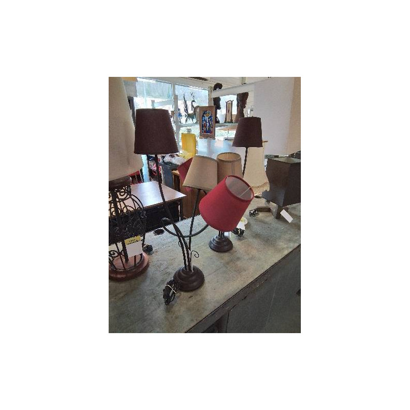 LAMPE MÉTAL NOIR COURBÉ 3 FEUX AJ COLORÉ 