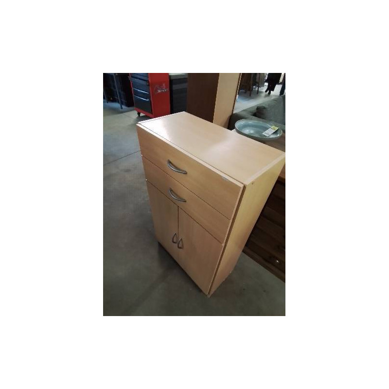 MEUBLE BOIS CLAIR 2 TIROIRS 2 PORTES