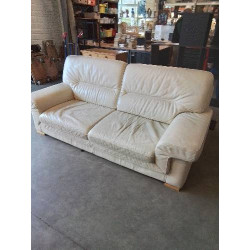 CANAPÉ 2 PLACES CUIR BEIGE 