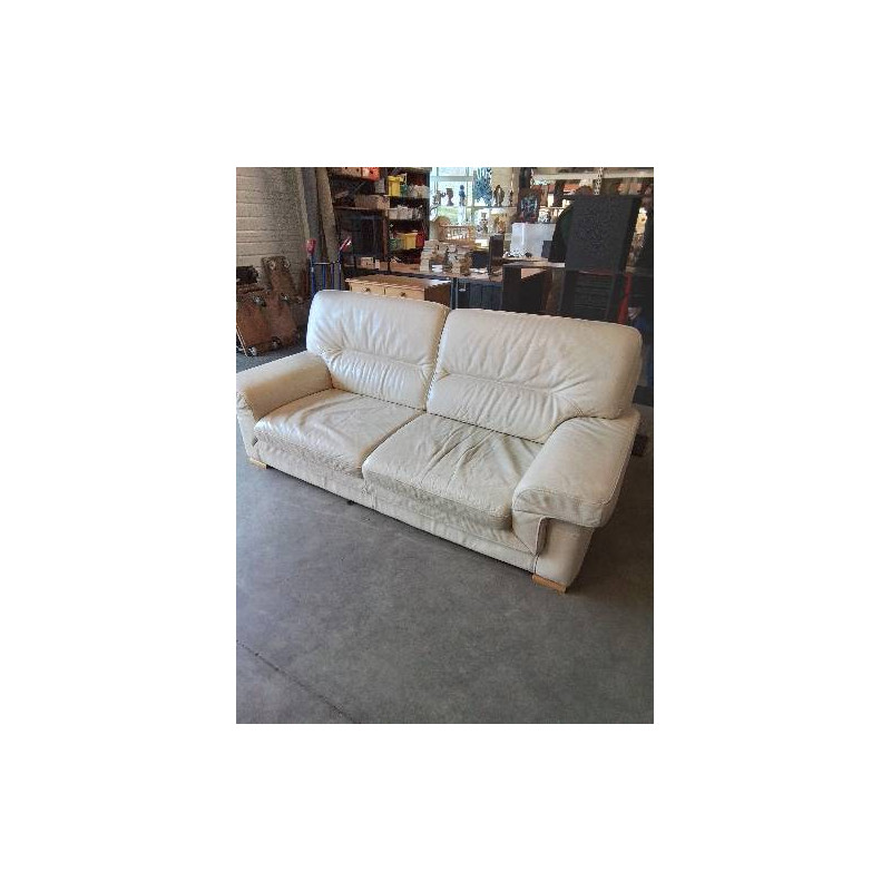 CANAPÉ 2 PLACES CUIR BEIGE 