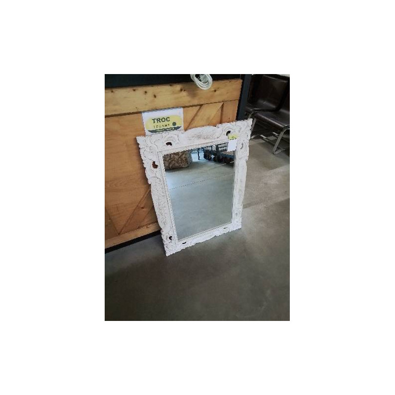 MIROIR RECTANGULAIRE BOIS CÉRUSE SCULPTÉ 