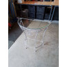 CONSOLE DEMI LUNE PIÈTEMENT MÉTAL PEINT ARGENTÉ DESSUS VERRE
