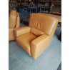 FAUTEUIL CUIR FAUVE PIEDS BOIS CLAIR