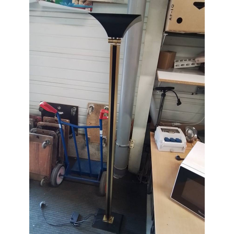 LAMPADAIRE HALOGÈNE A VARIATEUR MÉTAL NOIR ET DORÉ 