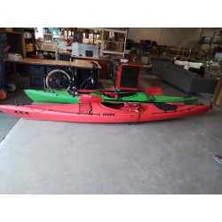 KAYAK PRIJON CALABRIA ET PAGAIE CARBONE  PRIJON AVEC JUPE  4,45 M MER ET RIVIÈRE AVEC SUPPORT DE GAL