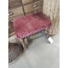 TABOURET PIÈTEMENT BOIS TOURNÉ A ENTRETOISE CAPITONNÉ VELOURS GRENAT 