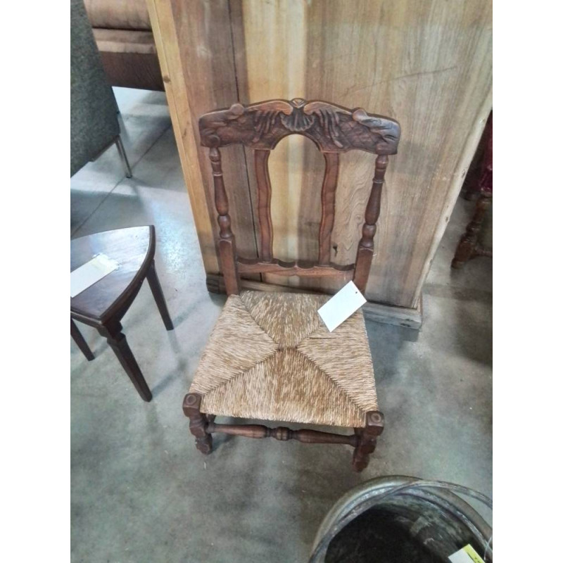 CHAISE ENFANT BOIS PAILLÉ STYLE RÉGENCE COQUILLE DÉBUT XXE