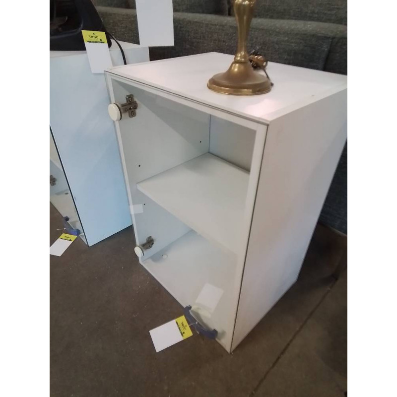 ÉLÉMENT MURAL BOIS BLANC 1 PORTE VITRÉE